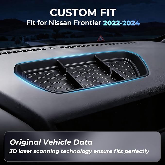 Dashboard Storage Tray Dash Organizer for Nissan Frontier 2024 2023 2022 (Not for 2025 2026), Interior Accessories Center Console Storage Box for 2022-2024 Frontier, Black