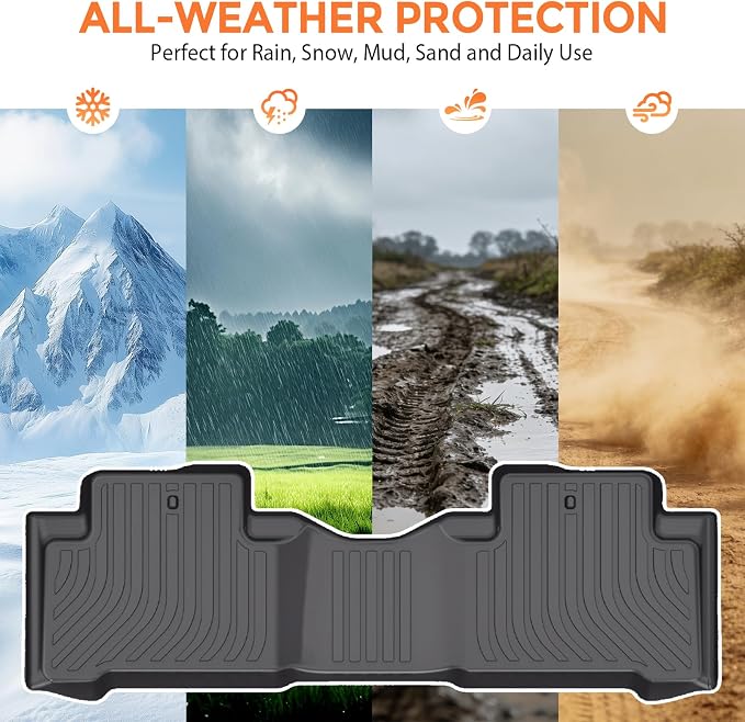 Floor Mats for Honda Pilot 2009-2015, Heavy Duty TPE All Weather Protection, Waterproof Non-Slip Black Car Liners (Three-Row Floor Mats & Cargo Liner & Seatback Mat)