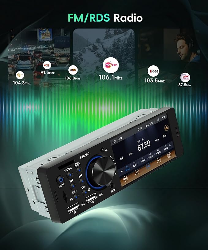 Car Stereo Single Din with Apple CarPlay, Android Auto, Sellrich 4-Inch IPS Touch Screen, Bluetooth 5.1, FM/RDS Radio,Head Unit with Mirror Link EQ USB/TF Card/Aux Ports Backup Camera