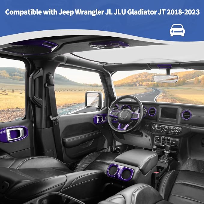 RT-TCZ for Wrangler JL Interior Trim Kit Compatible with Jeep Wrangler JL JLU Gladiator JT 2018-2023 Purple Interior Accessories 23pcs