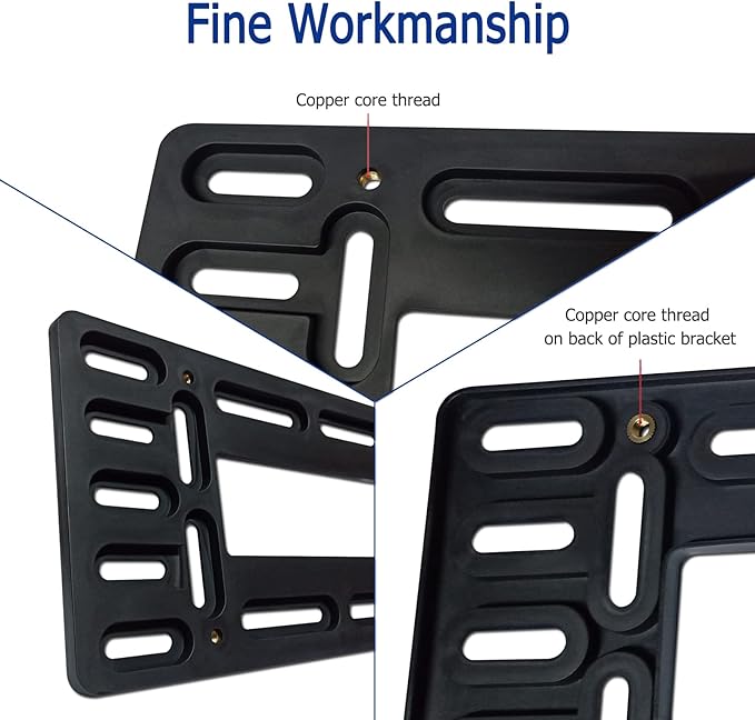 BGGTMO Front License Plate Mounting Kit- License Plate Bracket Holder Frame- Universal Bumper Car Tag Frame Mount Adapter with Stainless Steel Screw Cap, Cable Ties