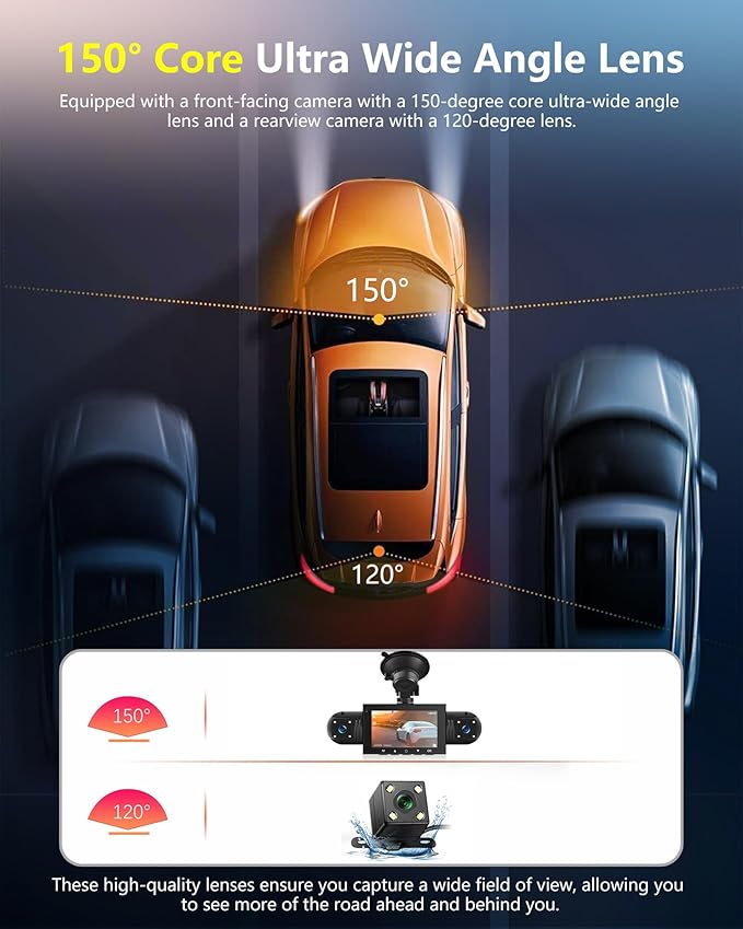 3" 4 Channel Mirror Dash Cam Front and Rear Inside Left Right 1080P Dash Camera with G-Sensor Motion Detection 8 IR Lamps Night Vision Loop Recording Parking Assistance Exposure Compensation