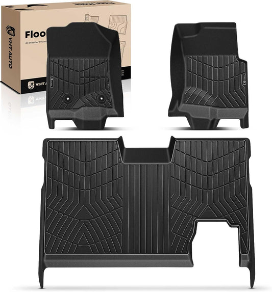 YHTAUTO Floor Mats Fit 2010-2014 Ford F-150 (SuperCrew/Crew Cab Built After 8/19/2010), TPE All Weather Floor Liner Odorless Custom Fit Car Mats, 1st 2nd Row F150 Accessories