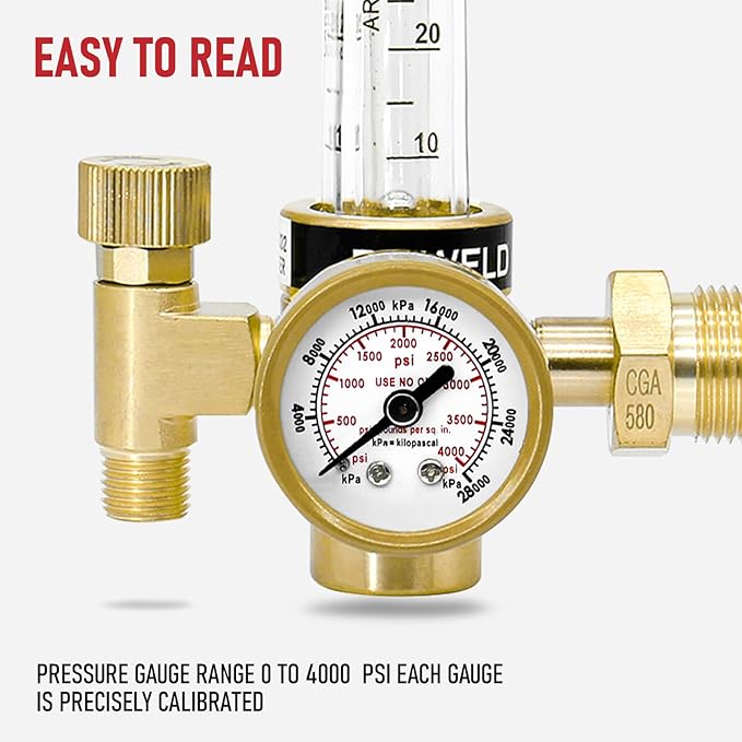 RX WELD Argon Regulator Flowmeter Gas Gauge for Mig Tig Weld with Gas Welding Hose