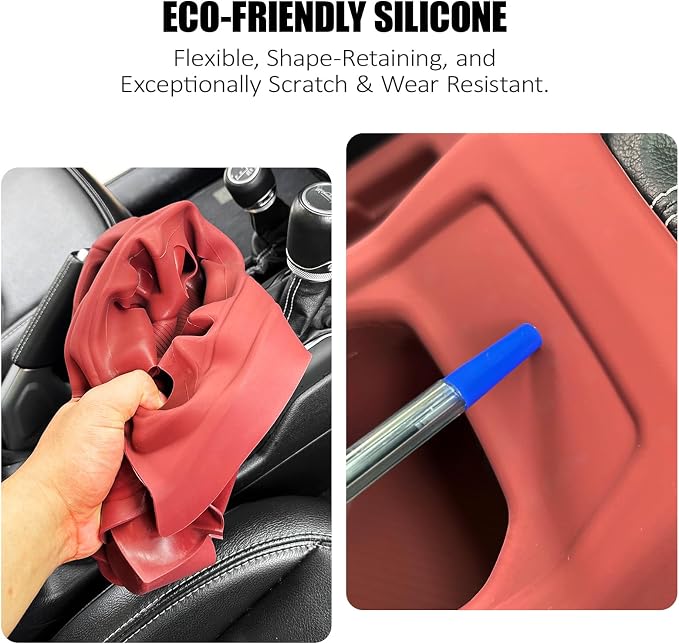 Silicone Center Console Gear Shift Panel Trim Cover for Jeep Wrangler JL/JLU/Gladiator JT 2018-2026, with Non-Slip Cup Holder Mat & Side Organizer Tray, Car Interior Storage Box Accessories