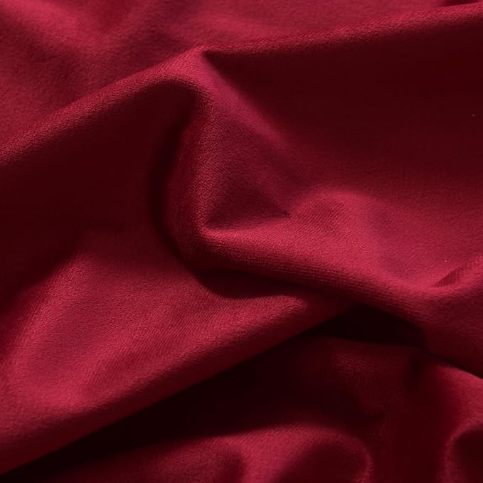 Roslynwood Luxury Soft Rose Red Velvet Curtains 84 inches Long Back Tab Thermal Insulated Blackout Window Drapes for Living Room/Bedroom/Dining Room, W52 x L84, 2 Panels
