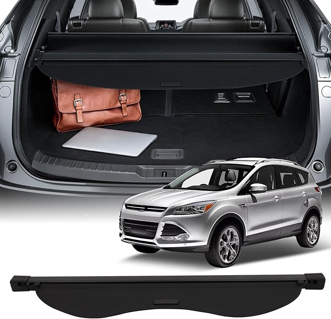 SCITOO Cargo Cover 2017-2018 Fit for Ford Escape 1.5L 2013-2016 Fit for Ford Escape 1.6L 2013-2018 Fit for Ford Escape 2.0L Upgraded Retractable Rear Trunk Cover with Aluminum PVC&Plastic