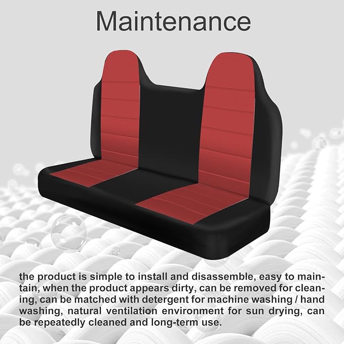 Custom Bench Seat Covers for Ford F150 F250 F350 1992 1993 1994 1995 1996 1997 1998 Heavy Duty Cloth Protector Interior Accessories，Waterproof & Machine Washable - Red