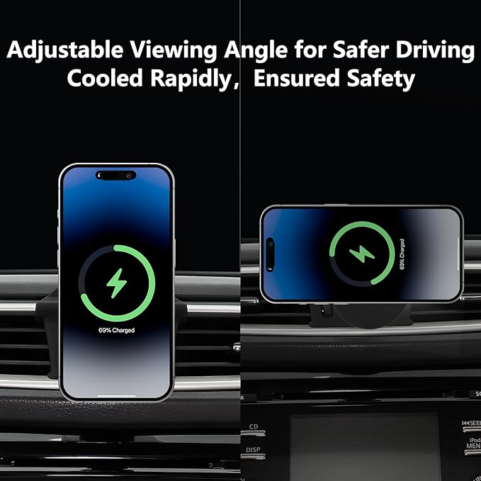 CLEC for Nissan Murano 2015-2024 Magnetic Wireless Charger Car Phone Holder Mount Custom Fit for Nissan Murano Car Accessories 15W Fast Charging Car Phone Holder Wireless Charger