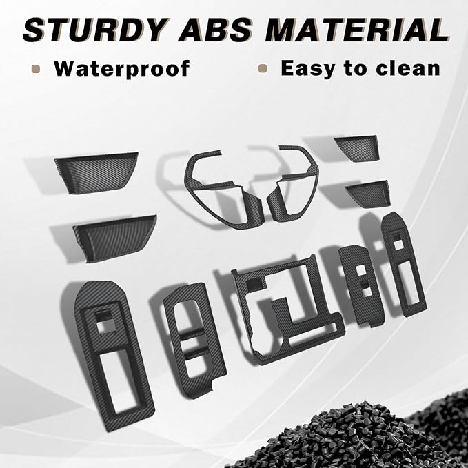 Muslogy Interior Trim Kit Cover 11PCS for 2024 2025 2026 Toyota Tacoma & 2025 2026 4Runner Steering Wheel Center Console Window Switch Inner Door Cover(Won't Fit 2Door Tacoma) (Matte Carbon Fiber)