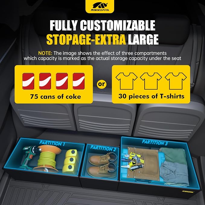 MIKKUPPA Truck Under Seat Storage - Replacement for 2019-2026 Chevy Silverado/GMC Sierra 1500, 2020-2026 Silverado/Sierra 2500HD 3500HD Double Cab & Crew Cab, Truck Tool Box Organizer Storage Box