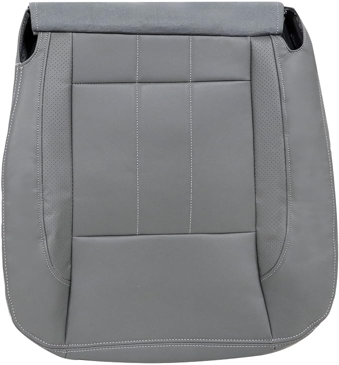 SecosAutoparts 4pcs Front Driver & Passenger Side Replacement Leather Bottom & Top Seat Cover Gray Compatible with Dodge Ram 1500 2500 3500 Laramie 2006 2007 2008 2009