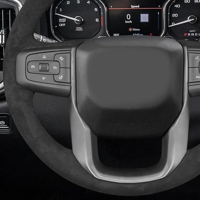 MEWANT Hand Stitch Steering Wheel Protector Wrap Cover for GMC Sierra 1500 2019-2023/Sierra 1500 Limited 2022/Sierra 2500 2020-2024/Sierra 3500 2020-2024/Yukon 2021-2023