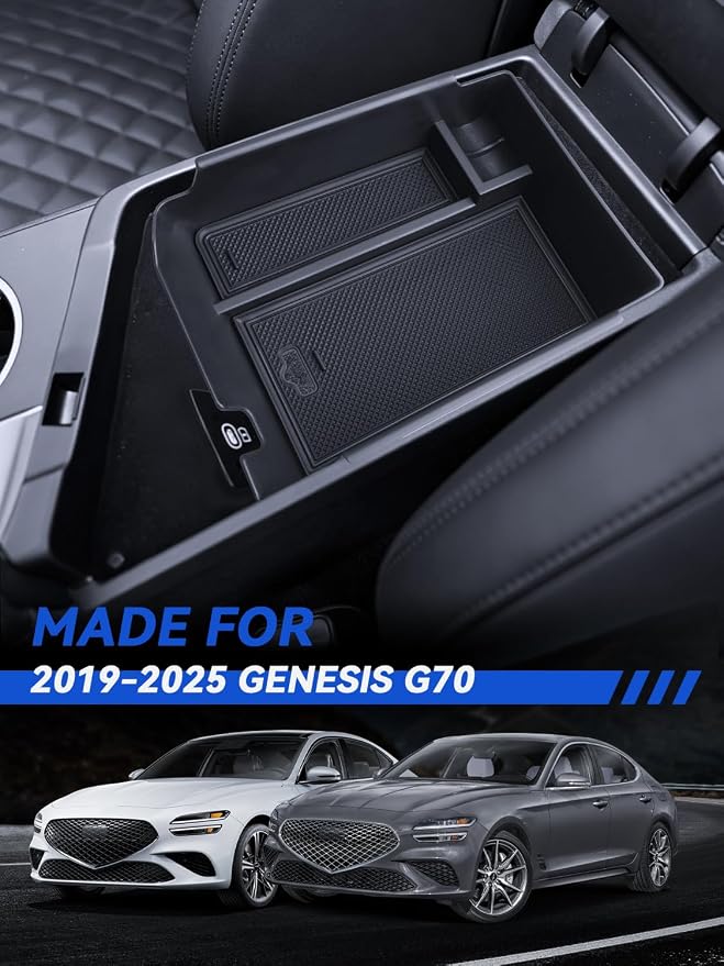 for G70 Center Console Organizer 2019 2021 2022 2023 2024 2025 Genesis G70 Accessories Armrest Tray Middle Storage Box Insert Container Durable ABS Plastic