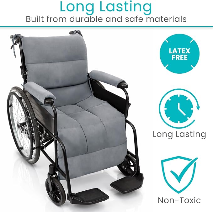 Vive Wheelchair Seat Cushion - Comfortable Back Pressure, Pain Relief - for Desk, Office, Car, Gaming Chair - Large, Soft Non-Slip Pillow for Coccyx - Folding Lower Tailbone Support