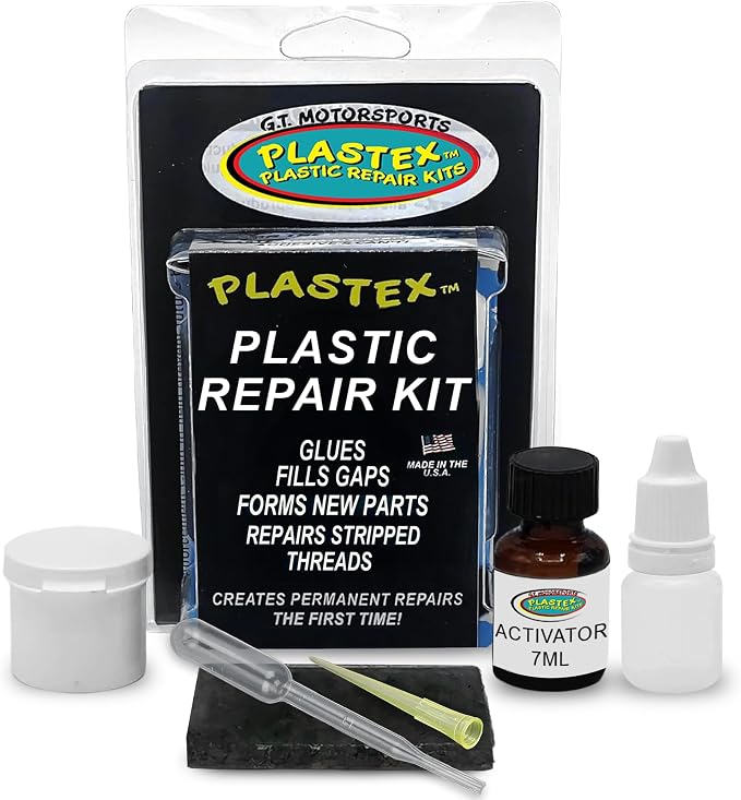 Plastex Plastic Repair Kits - Plastic Adhesive - Easily Glue, Repair or Remake Broken Plastic, Fiberglass, Wood & More! (Small White Travel Size Kit)