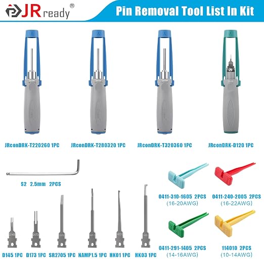 JRready ST6531 Pin Connectors Male Female Crimp Contact Pins Terminals Kit Deutsch 12 16 20 Molex MLX 093” 062” Micro-Fit Mini-Fit Jr. Superseal 1.5 Terminal with Pin Extractor Removal Tool 1310Pcs