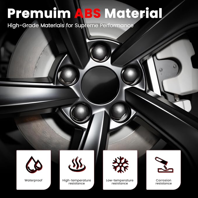 4 Pack Car Wheel Center Hub Cap Kit with 22 Lug Nut Covers, 2.2 In (56mm) Wheel Rim Covers Center Hubcaps for Model 3 / Y, Glossy Black Gray & Silver Exterior Decoration Accessories for Tesla