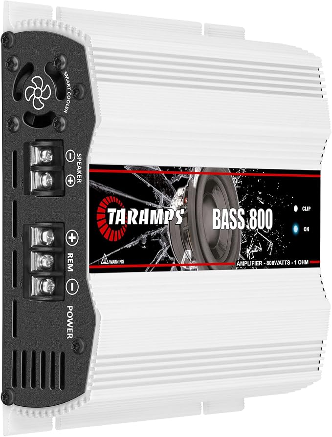 Taramp's Bass 800 1 Ohm Monoblock Amplifier 800 Watts Rms 1 Channel, 14.4VDC Out Power Full Range, Great for Sub/Bass - RCA/High Level Input, Car Audio