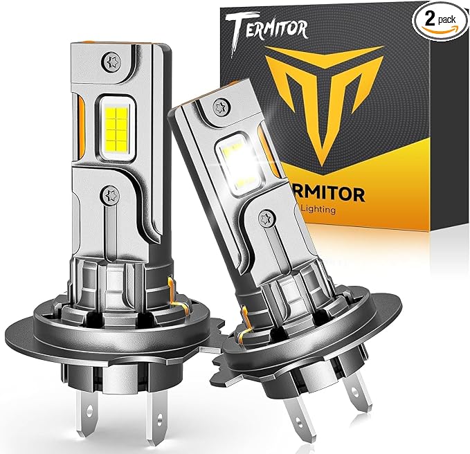 Termitor H7 Light Bulbs, 50,000LM High Brightness, Pack of 2 | 1:1 Original Halogen Size, Plug and Play 3-Min Installation, IP68 Waterproof, 10-Year Lifespan for H7 Light Bulbs