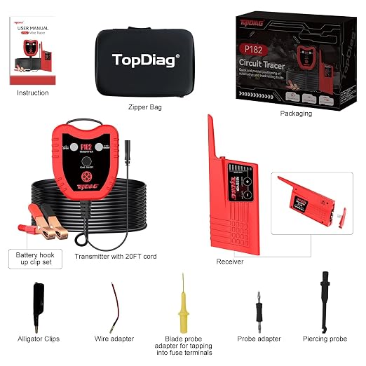 Wire Tracer Electrical Automotive Short Circuit Finder, Short Open Circuit Finder, Circuit Tracer for Shorts and Opens, Circuit Breaker Finder Tool, P182
