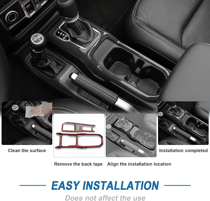 Carbon Fiber Gear Shift Panel Cover Cup Holder Panel Cover Compatible with Jeep Wrangler JL JLU 2018-2026 & Gladiator JT 2020-2026