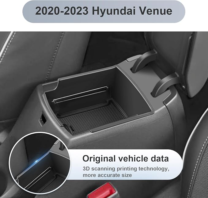 SKTU for 2020-2025 2026 Hyundai Venue Center Console Organizer Hyundai Venue 2023 2024 2025 2026 Accessories Container Armrest Insert Organizer ABS Tray Pallet with USB Hole and Coin Holder