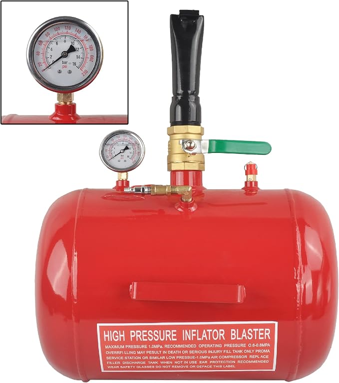 7.5 Gallon Air Tire Bead Seater 110 PSI Blaster Tool Seating Tire Inflator with Gauge by GESEXI - Car Truck ATV Tire Inflator Tank,Red