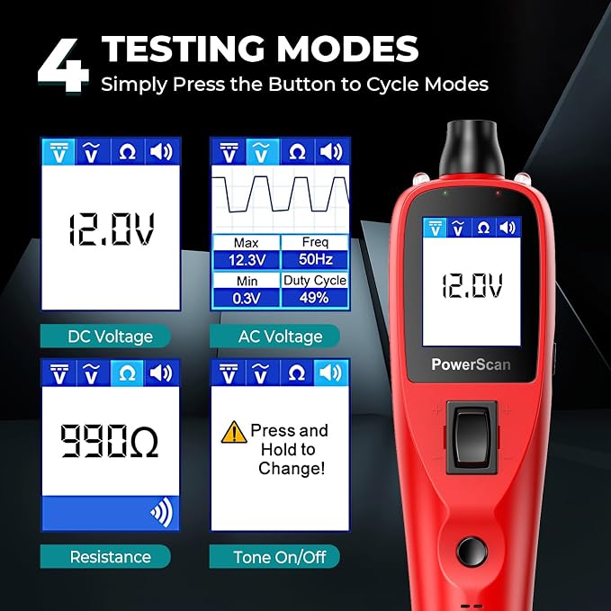 Autel Circuit Tester 2026, PowerScan PS100 Automotive Circuit Tester, 12-24V Electrical Short Open Breaker Circuit Finder, Digital Multimeter/Relay & Diode Resistance Tool Kit, 20FT Extra Cord