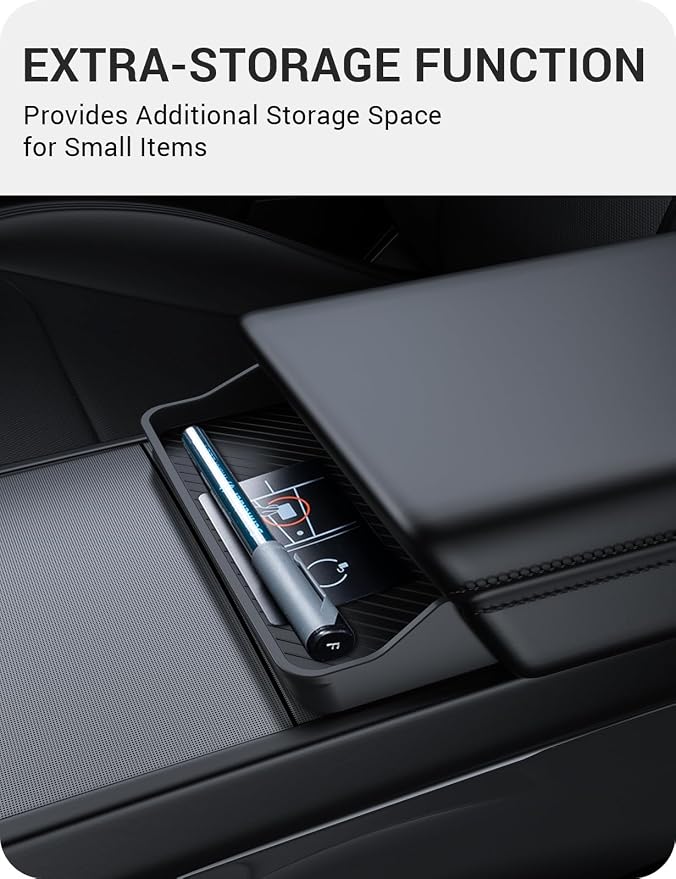 BASENOR 2024-2026 Tesla Model 3 Highland Sunglasses Holder and Rear Center Console Organizer