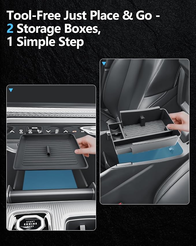 SKTU 2Pack for 2026 Jeep Cherokee Center Console Organizer for 2026+ Jeep Cherokee (Base/Laredo/Limited/Overland) Console Tray & Wireless Charging Mat Jeep Cherokee 2026 Accessories ABS Insert Tray