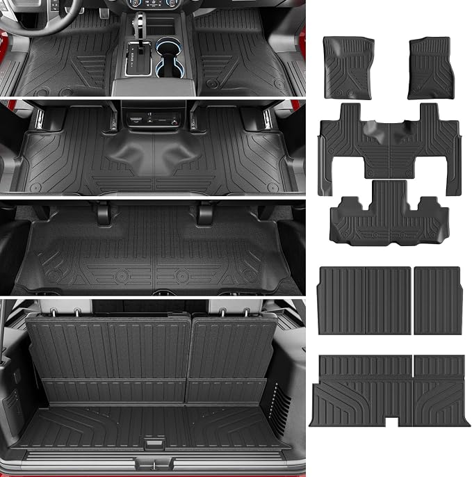 powoq 7 Seats Floor Mat Compatible with 2003-2017 Ford Expedition Cargo Mat Lincoln Navigator Floor Liner Electric 3rd Backrest Liner Replacement for 2003-2017 Ford Expedition Accessories