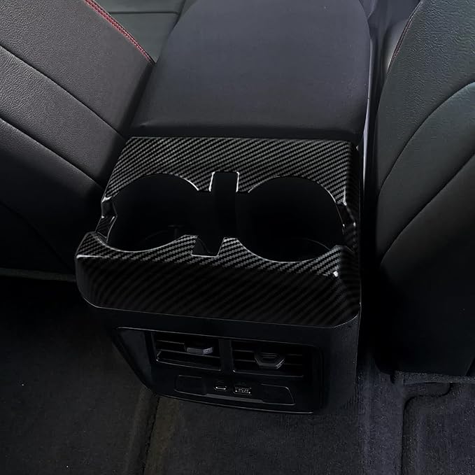 Car Carbon Fiber Sticker Armrest Box Rear Cup Holder Cover Trim Decal for Chevrolet Colorado/GMC Canyon 2023 2024 2025 ABS Interior Accessories