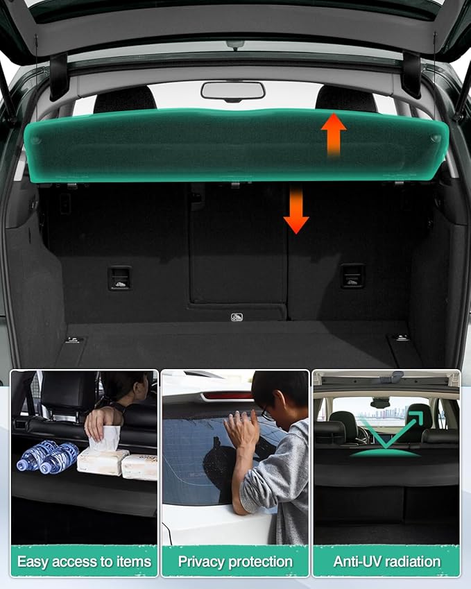Powerty Cargo Cover for Audi Q5 2009-2017, Trunk Cover Privacy Screen Rear Security Shade Cover Cargo Board for Q5 Accessories(Can Withstand Load)
