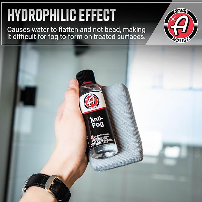 Adam's Polishes Anti-Fog Kit - Glass, Mirror, Shower Door, Visor, Lens Anti-Condensation Treatment | Long-Lasting, Easy Application | Safe for All Surfaces - Helmets, Visors, & Face Shields