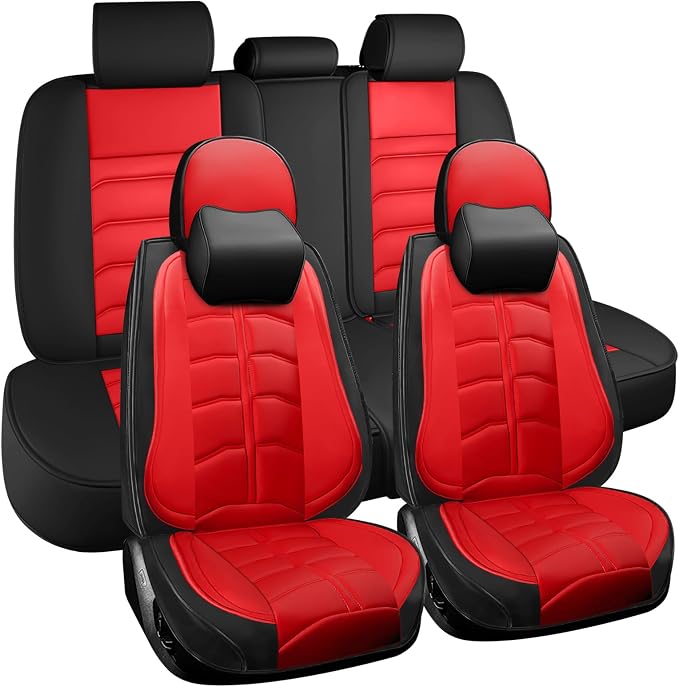 Car Seat Cover for Toyota Highlander 2001-2026, Durable Wear Resistant Waterproof Seat Cover, Breathable No Odor Premium Leather Vehicle Interior Accessories.(Luxury 5 Seats,Red)