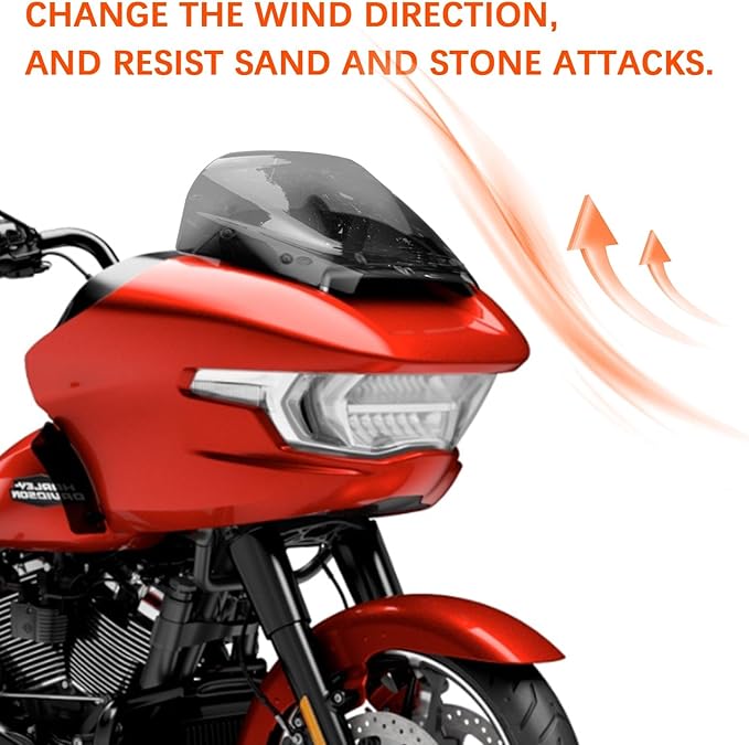 12" Wave Windshield Windscreen Wind Splitter Compatible for Harley Davidson Touring CVO/SE FLTRXSE 2023-2024 2025 2026 FLTRX/CVO ST FLTRXSTSE 2024-2026, Smoke