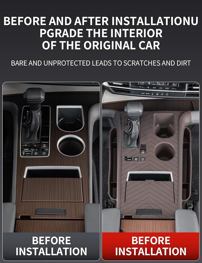 Silicone pad for Central Control for 2026 2025 2024 2023 2022 2021 Toyota Sienna Storage Box Accessories Silicone Protective Cover for Interior Decoration of Gear Shift (Brown)