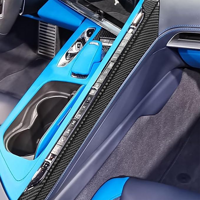 Real Carbon Fiber Center Console Panel Trim Compatible with Corvette C8 2020-2026, Interior Decor Sticker Accessories