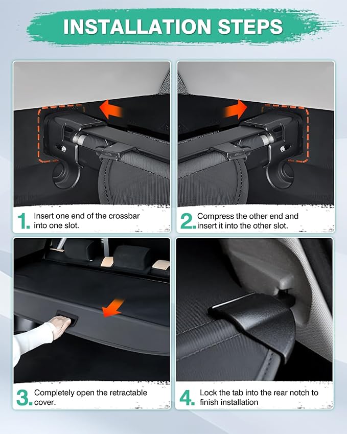 Powerty Retractable Cargo Cover for Mazda CX-90 CX90 Accessories 2024 2025 2026, Canvas Texture Trunk Cover Privacy Screen Rear Security Shade for Mazda CX-90 Accessories