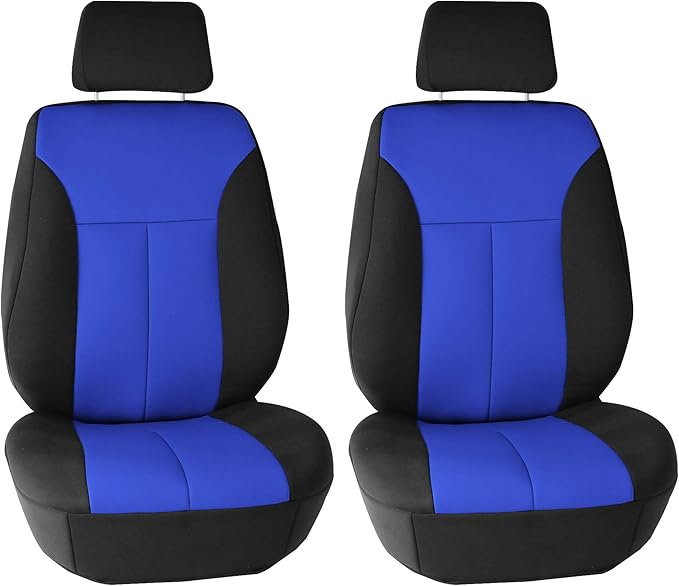 FH Group Front Set Neoprene Car Seat Cover for Low Back Seats with Removable Headrest, Universal Fit, Airbag Compatible, Car Seat Cover for SUV, Van Blue