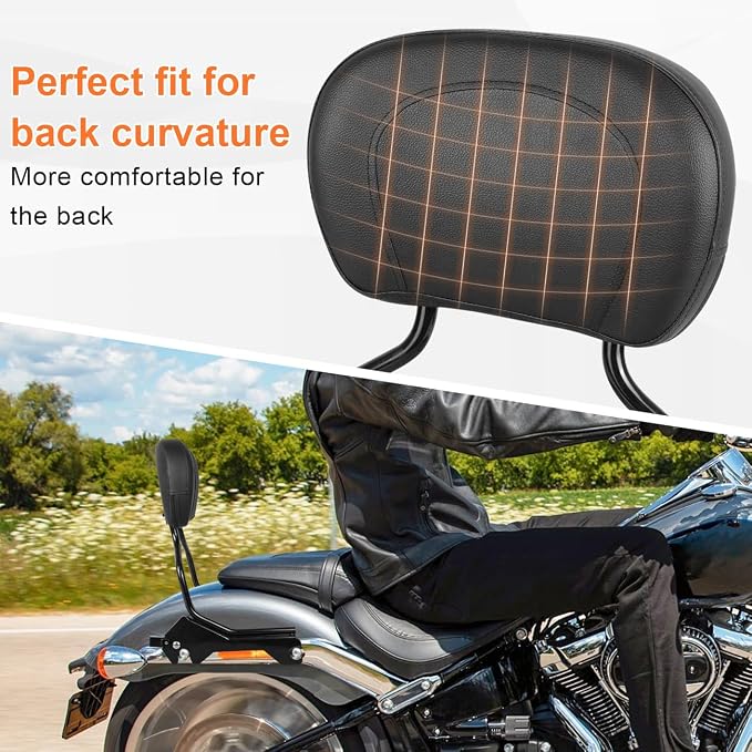 AUFER Rear Upright Passenger Backrest Sissy Bar with Pad & Docking Hardware Kit Compatible With For 2018-UP Harley Softail Fat Boy FLFB FLFBS Breakout FXBR FXBRS