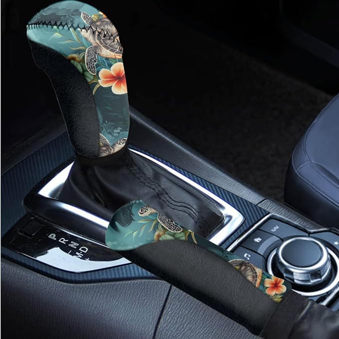 BIGCARJOB Floral Turtle Car Seat Cover Set 12 Pcs Universal Steering Wheel Covers,Armrest Pads,Auto Seat Protector Full Set,Fit Most Vehicle,Cars,Sedan