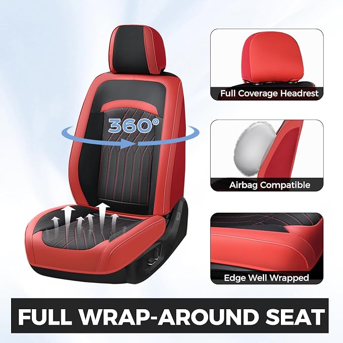 FLORICH Seat Covers Full Set, Leather Seat Covers for Cars, Car Seat Protector Waterproof Breathable, Universal Automotive Seat Covers, Front and Rear Car Seat Cover Fit for Most Cars SUV Truck