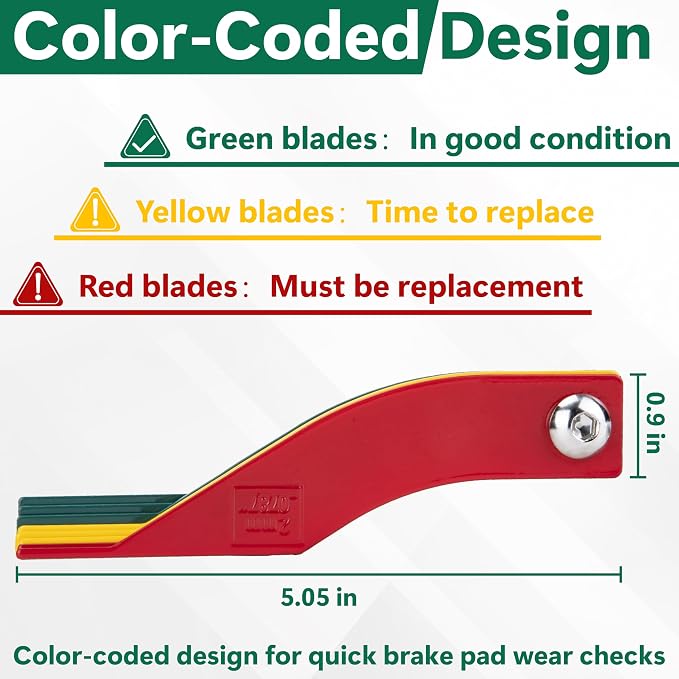 ecocstm 2 Pack 8 PCS Brake Lining Thickness Gauges, Brake Pad Measuring Tool, Color Coded Brake Pad Gauge with Metric & SAE Size, Brake Resetting Gauge Tool, for Quickly Measuring Disc and Drum