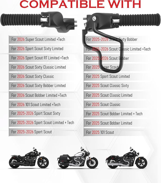 Passenger Footrest with Mounting Bracket,Rear Passenger 2-Up Riding Footpegs Compatible with Indian Scout Bobber,Scout Sixty,Scout Classic,Super Scout,Sport Scout,101 Scout 2025-2026