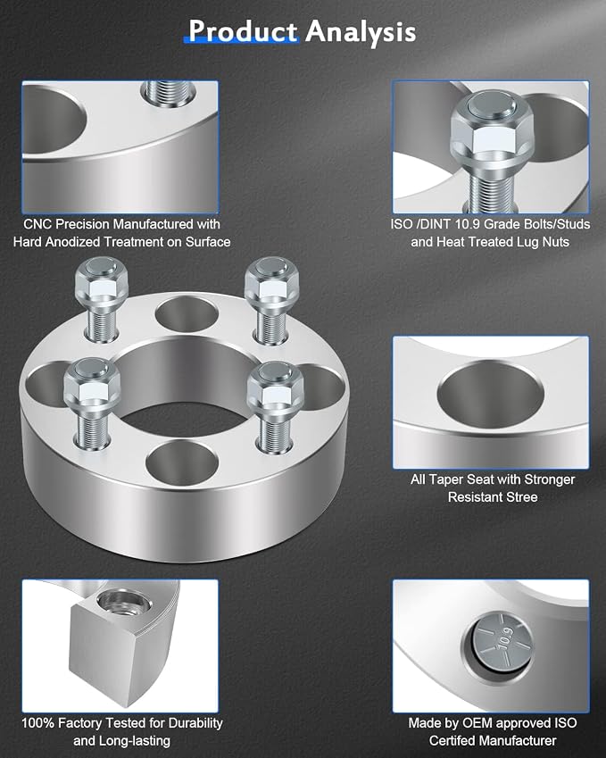 ECCPP 4PCS for ez go 2 inch wheel spacers for golf cart 2 inch wheel spacers ATV 4x4 to 4x4 4x101.6mm to 4x101.6mm 2 inch 4 Lug 1/2" Studs 68.5mm fits for EZGO for Club Car for Golf Cart wheel spacer