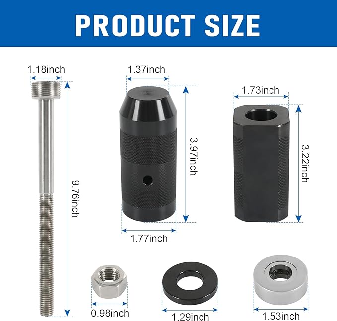 9U-6891 Injector Sleeve Cup Remover & Installer Set Compatible with CAT Caterpillar 3406E C10 C12 C15 C16 C18 Engine Heavy Duty Steel (6 PCS)