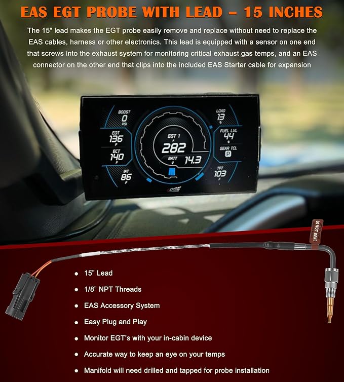 For EAS EGT Expandable Starter Kit 98620 with Probe and Cable - Perfectly Fits for Edge CS, CS2, CTS, CTS2 and CTS3 Systems, Ideal for Daily Diesel Driving or Towing