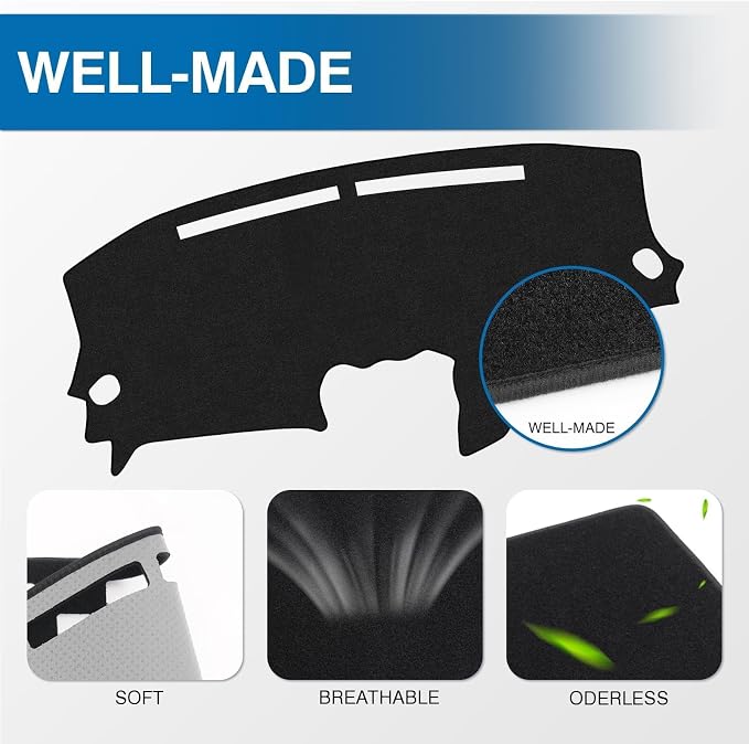 KUST Black Dash Cover Mat for Nissan Altima 2007-2012 Left Hand Driving Polyester Dashboard Cover Non-Slip Center Console Dash Cover Interior Accessories for Nissan Altima Sunshade No Glare
